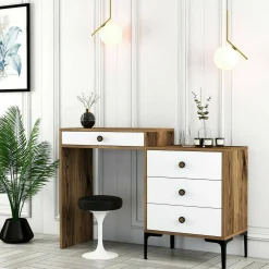 Consolle Artegna, 124x40h85 cm, Noce e Bianco<Dmora Flash Sale