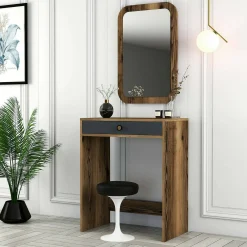 Consolle Baunei, 70x85h40 cm, Noce e Antracite<Dmora Best Sale