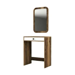 Consolle Baunei, 70x85h40 cm, Noce e Bianco<Dmora New