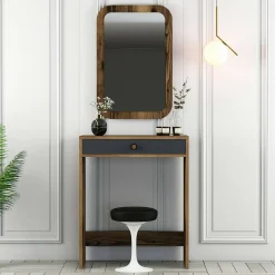 Consolle Baunei, 70x85h40 cm, Noce e Antracite<Dmora Best Sale