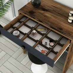 Consolle Baunei, 70x85h40 cm, Noce e Antracite<Dmora Best Sale