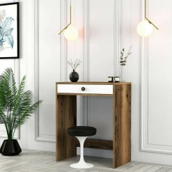 Consolle Bedonia, 70x85h40 cm, Noce e Bianco<Dmora Sale