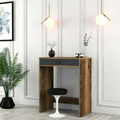 Consolle Bedonia, 70x85h40 cm, Noce e Antracite<Dmora Store
