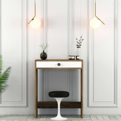 Consolle Bedonia, 70x85h40 cm, Noce e Bianco<Dmora Sale