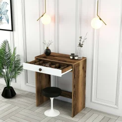 Consolle Bedonia, 70x85h40 cm, Noce e Bianco<Dmora Sale