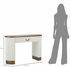 Consolle Cadre, 121x40 h78 cm, Bianco e Marrone<Dmora Cheap