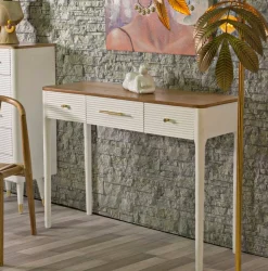 Consolle Crypto, 107x37 h80 cm, Bianco e Marrone<Dmora New