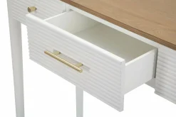 Consolle Crypto, 107x37 h80 cm, Bianco e Marrone<Dmora New