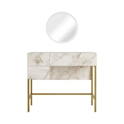 Consolle Ddawididasia, 88x44 h77 cm, Bianco e Oro<Dmora Store