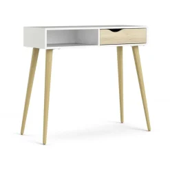 Consolle Diaspo, 103x44 h90 cm, Bianco e Quercia<Dmora Cheap