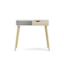 Consolle Diaspo, 103x44 h90 cm, Bianco e Quercia<Dmora Cheap