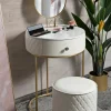 Consolle Miscano, 52x52 h70 cm, Bianco e Oro<Dmora Discount