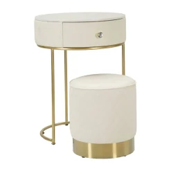 Consolle Miscano, 52x52 h70 cm, Bianco e Oro<Dmora Discount
