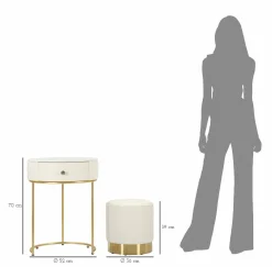Consolle Miscano, 52x52 h70 cm, Bianco e Oro<Dmora Discount