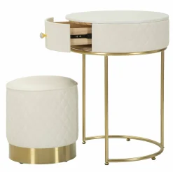 Consolle Miscano, 52x52 h70 cm, Bianco e Oro<Dmora Discount