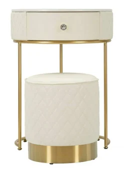 Consolle Miscano, 52x52 h70 cm, Bianco e Oro<Dmora Discount