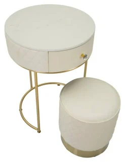 Consolle Miscano, 52x52 h70 cm, Bianco e Oro<Dmora Discount