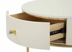 Consolle Miscano, 52x52 h70 cm, Bianco e Oro<Dmora Discount