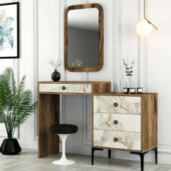 Consolle Namtheun, 124x40h85 cm, Noce e Bianco<Dmora Clearance