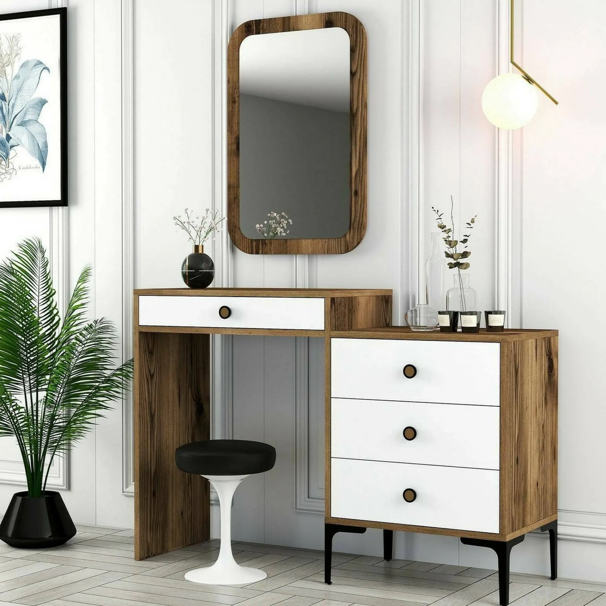 Consolle Namtheun, 124x40h85 cm, Noce e Bianco<Dmora Best