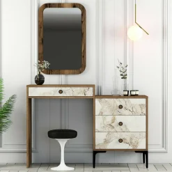 Consolle Namtheun, 124x40h85 cm, Noce e Bianco<Dmora Clearance
