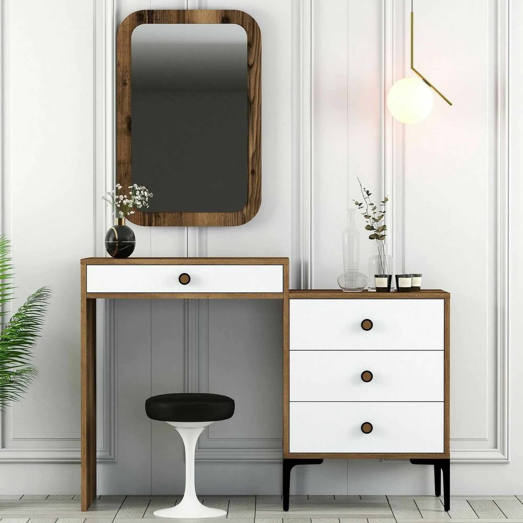 Consolle Namtheun, 124x40h85 cm, Noce e Bianco<Dmora Best