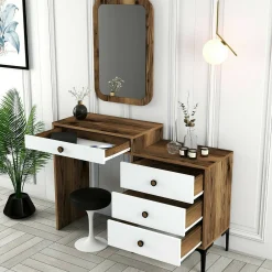 Consolle Namtheun, 124x40h85 cm, Noce e Bianco<Dmora Best