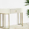 Consolle Niccolo, 100x40 h75 cm, Bianco e Oro<Dmora Store