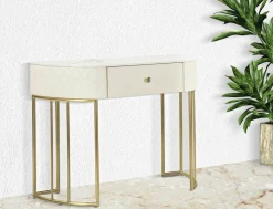Consolle Niccolo, 100x40 h75 cm, Bianco e Oro<Dmora Store