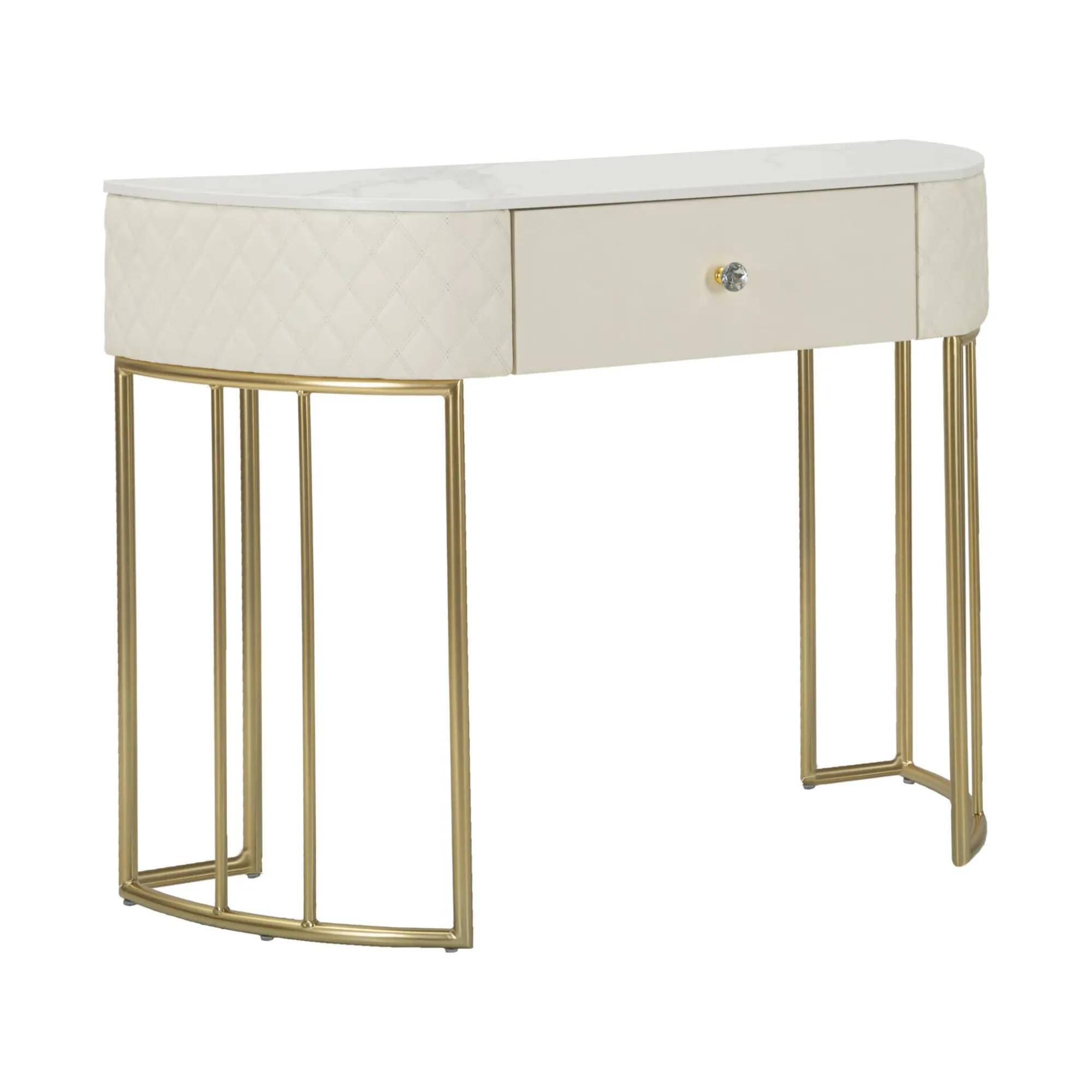 Consolle Niccolo, 100x40 h75 cm, Bianco e Oro<Dmora Store