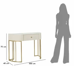 Consolle Niccolo, 100x40 h75 cm, Bianco e Oro<Dmora Store