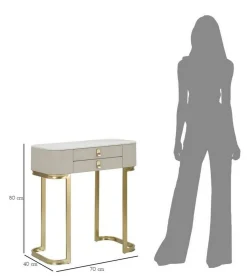 Consolle Ronda, Crema e Oro, 70x40 h80 cm<Dmora Hot