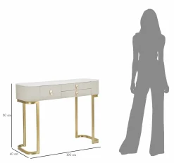 Consolle Ronda, Crema e Oro, 100x40 h80 cm<Dmora Best Sale