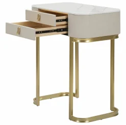 Consolle Ronda, Crema e Oro, 70x40 h80 cm<Dmora Hot