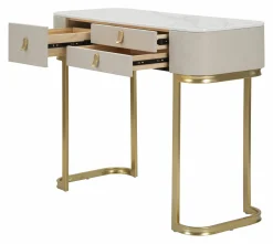 Consolle Ronda, Crema e Oro, 100x40 h80 cm<Dmora Best Sale