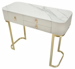 Consolle Ronda, Crema e Oro, 100x40 h80 cm<Dmora Best Sale