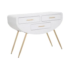 Consolle Tomato, 110x40 h80 cm, Bianco e Oro<Dmora New