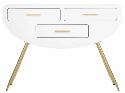 Consolle Tomato, 110x40 h80 cm, Bianco e Oro<Dmora New
