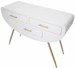 Consolle Tomato, 110x40 h80 cm, Bianco e Oro<Dmora New