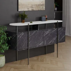 Consolle Vance, 150x38 h86 cm, Bianco e Grigio<Dmora Cheap
