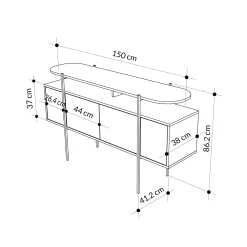 Consolle Vance, 150x38 h86 cm, Bianco e Grigio<Dmora Cheap