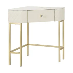 Consolle Viscardo, 85x60 h77 cm, Bianco e Oro<Dmora Best