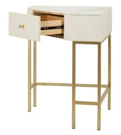 Consolle Viscardo, 85x60 h77 cm, Bianco e Oro<Dmora Best
