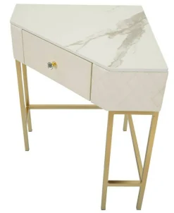 Consolle Viscardo, 85x60 h77 cm, Bianco e Oro<Dmora Best