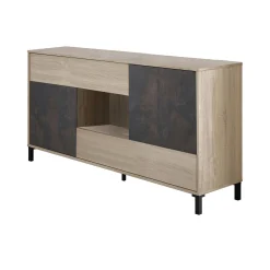 Credenza Abib, 151x41h80 cm, Rovere e Ossido<Dmora Discount