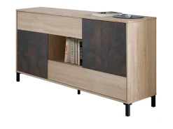 Credenza Abib, 151x41h80 cm, Rovere e Ossido<Dmora Discount