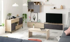Credenza Abib, 151x41h80 cm, Rovere e Ossido<Dmora Discount
