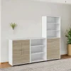 Credenza Acceglio, 267x40 h222 cm, Bianco e Quercia<Dmora Online
