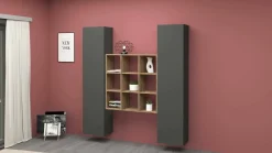 Credenza Acerenza, cm 170x30h180, Antracite e Acero<Dmora Best Sale