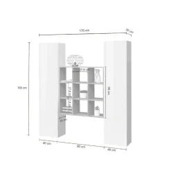 Credenza Acerenza, cm 170x30h180, Antracite e Acero<Dmora Best Sale